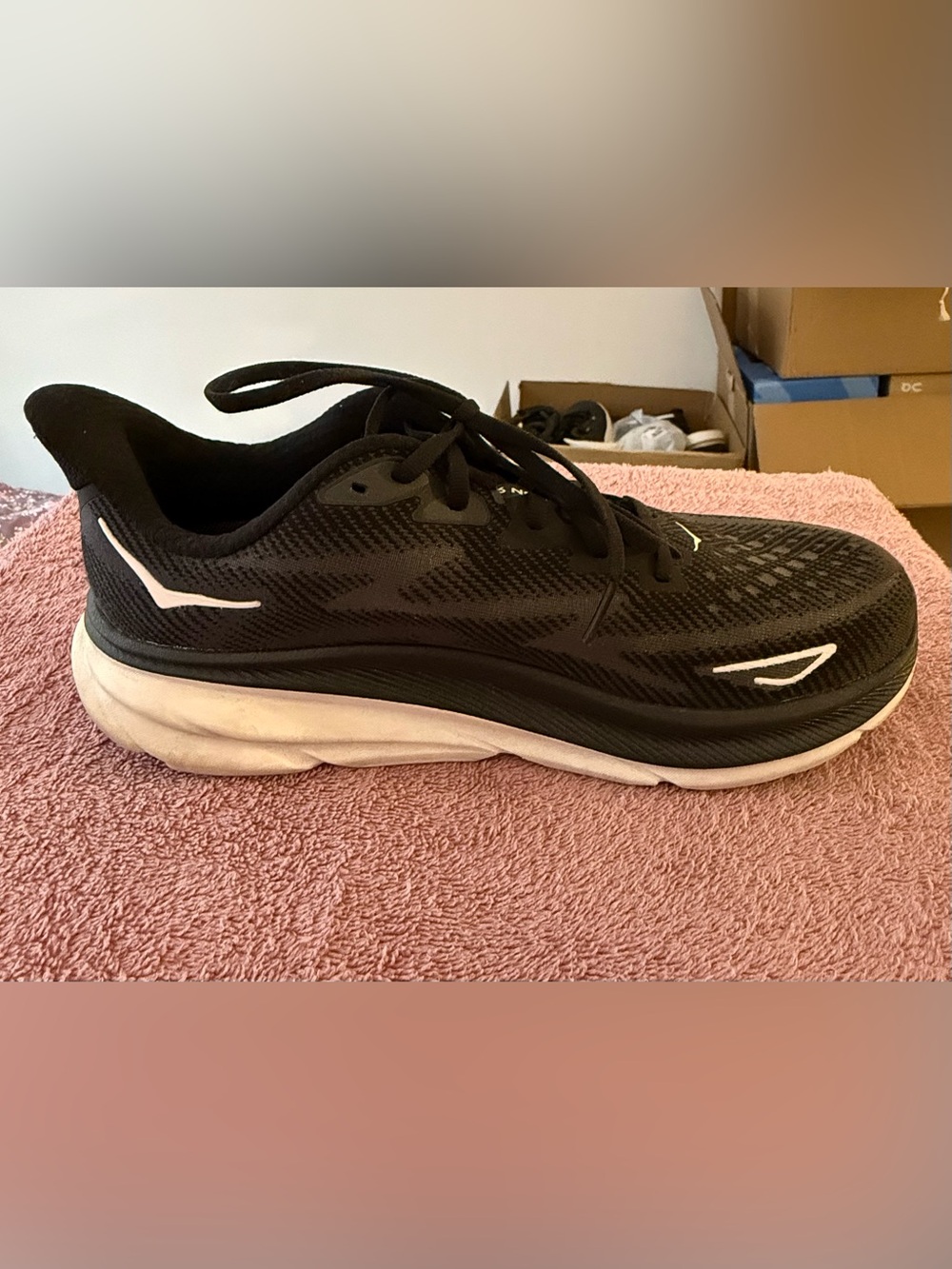 Hoka Women's Black and White Athletic Running Shoe